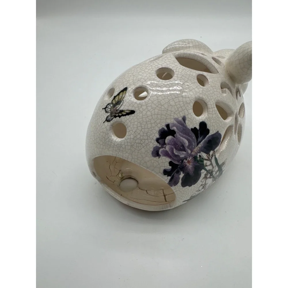 Pier 1 Bunny Rabbit Ceramic Tealight Candle Holder Decor Spring Summer‎ Flowers